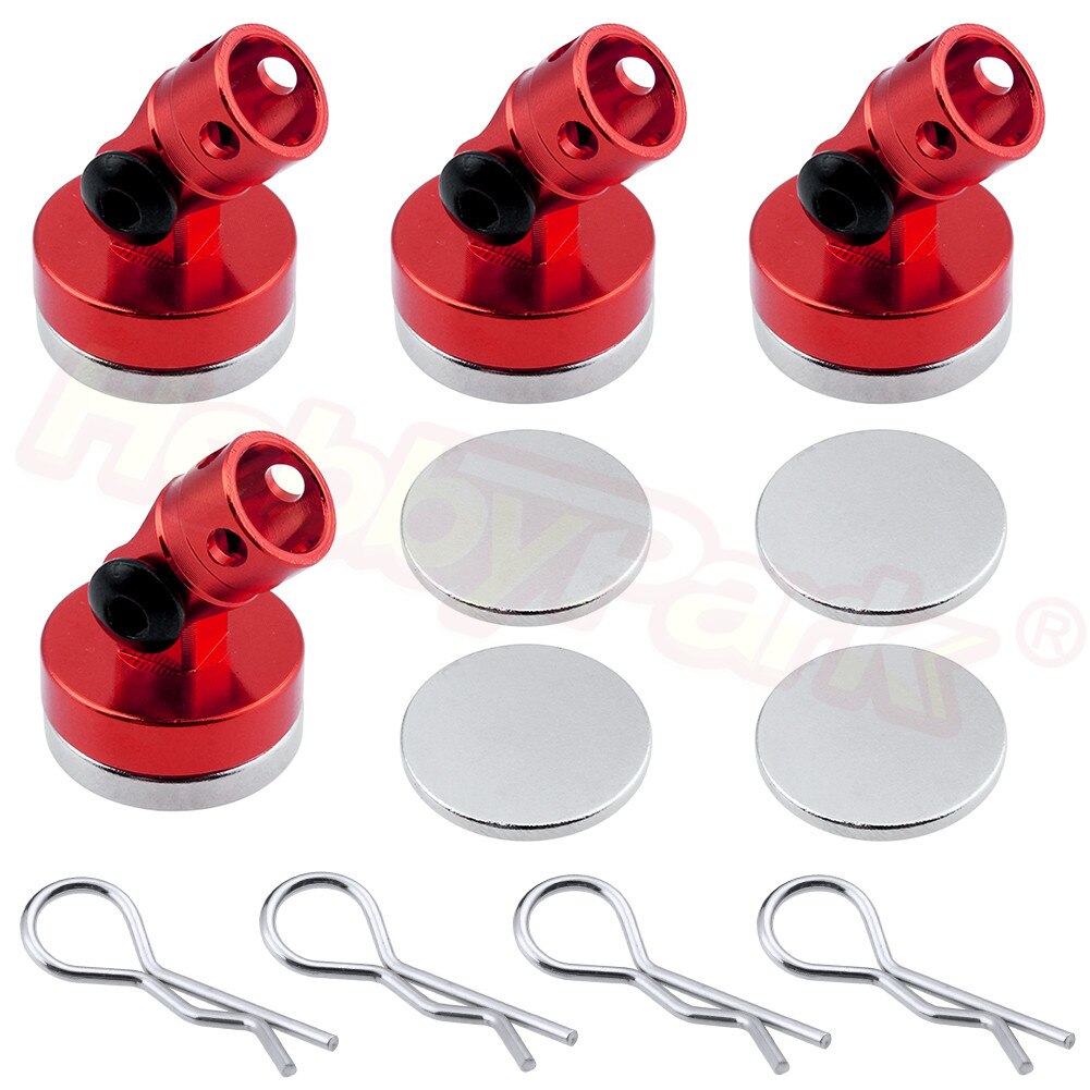 4x Sterke Magneet Stealth Body Bericht Mount Shell Kolom voor RC Auto Drift Op Road Afstandsbediening Auto 1/10 Schaal modellen Onderdelen: Red 3252