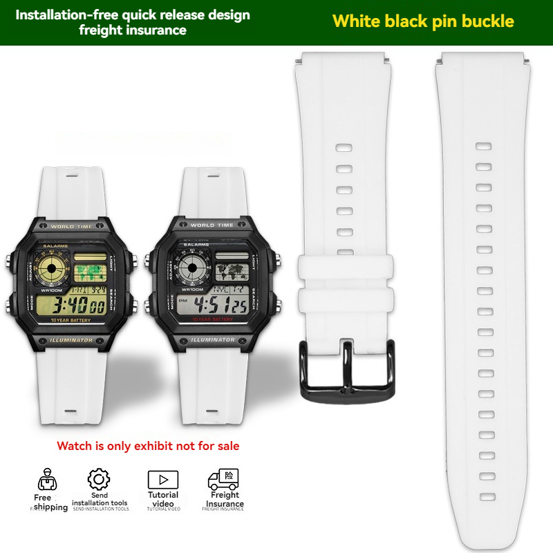 För casio klocka  ae1200 ae-1200 ae1300 sgw 400 sgw -300 a158w a159w silikon gummi klockarmband 18mm sport vattentätt klockarmband: Rökig lila