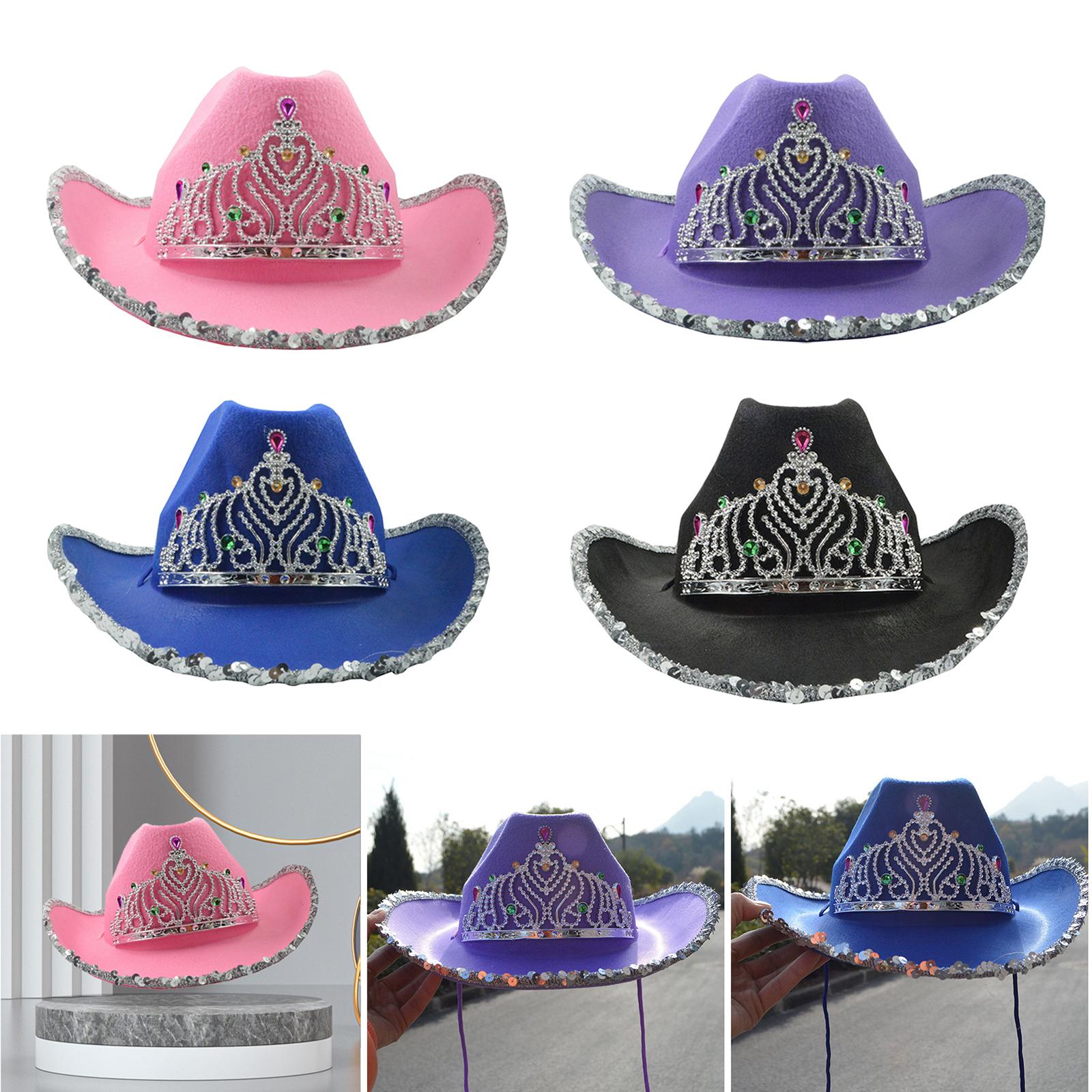 Cowboy Cowgirl Hat with Crown Wide Brim Feather Halloween Theme for Party Accessory Cosplay
