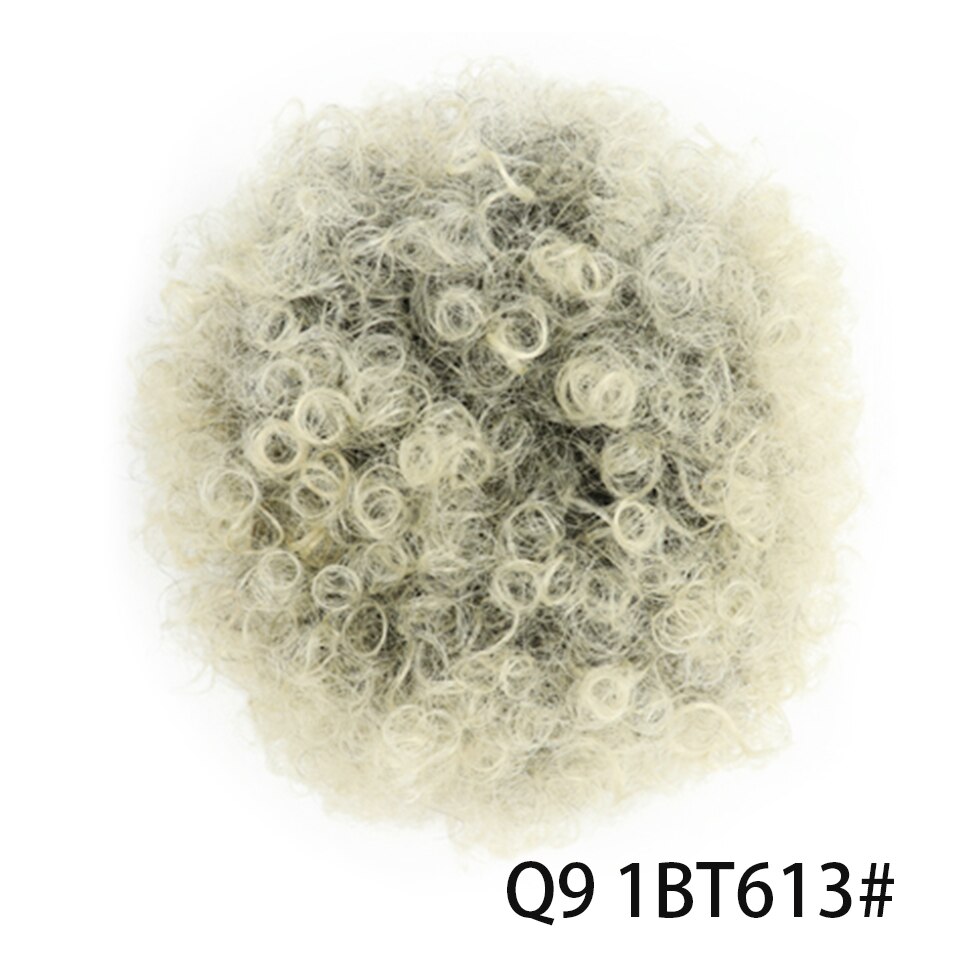 Chorliss – Chignon synthétique, postiche queue de cheval frisée courte marron bouffante à cordon de serrage, Chignon bouclé court: Q9 8inch 1BT613