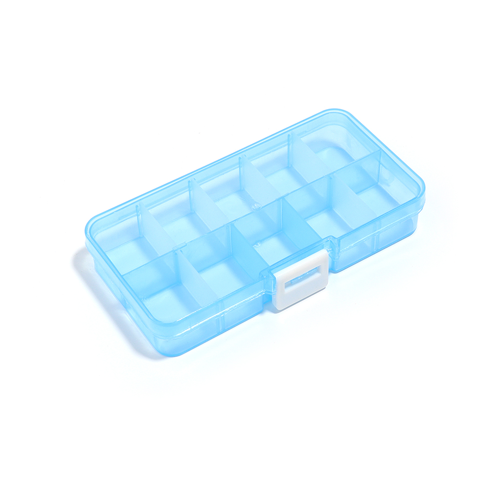 10/15 Grids Plastic Jewelry Box Storage Case Craft Jewelry Beads Earrings Compartment Adjustable Display Organizer Container: black