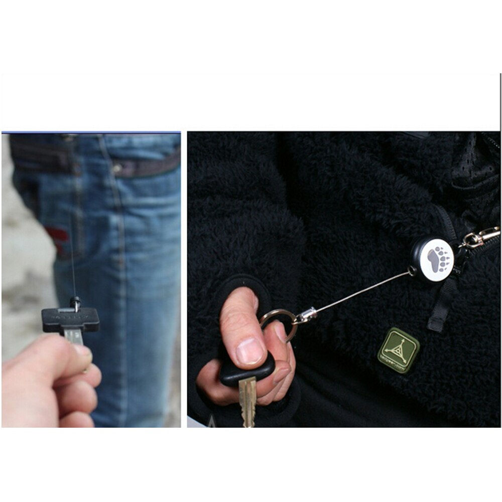 60cm Versenkbare Schlüsselbund Halter Recoil Erweiterbar Metall Draht Schlüssel Kette Ring Clip Pull Schlüsselring Zurückziehen Stahl Draht Gürtel Key