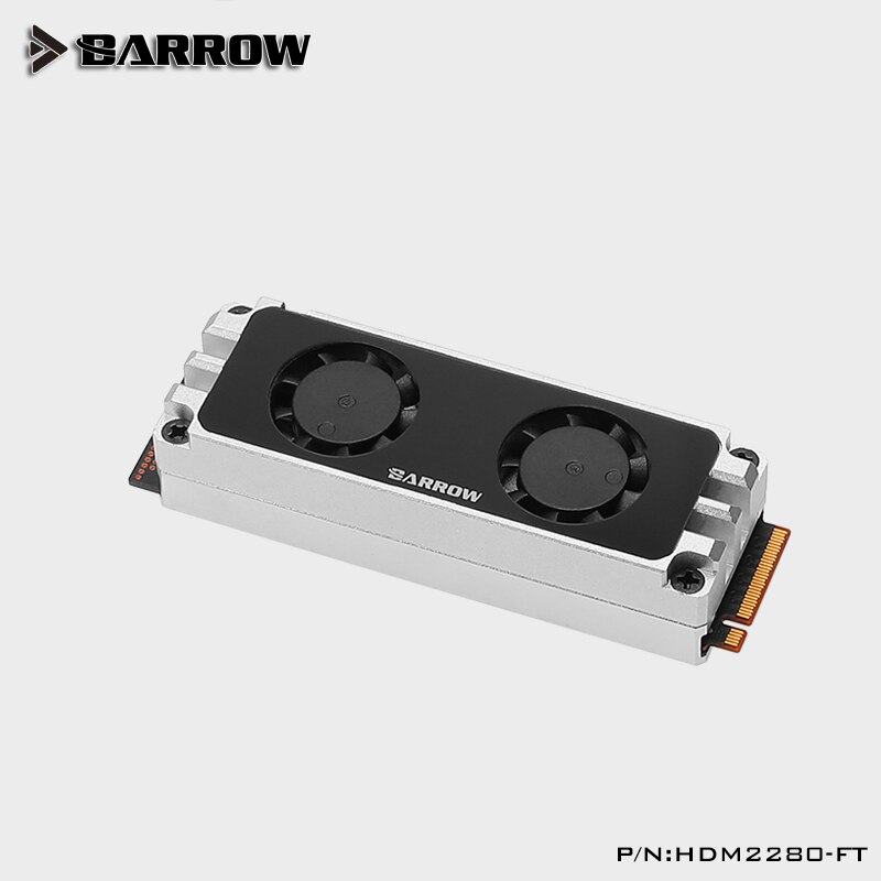 Barrow 2280 22110 PCIE SATA support multi specification M.2 Hard Disk Dual Fan Heat Sink Cooling radiator HDM2280-FT: Silver