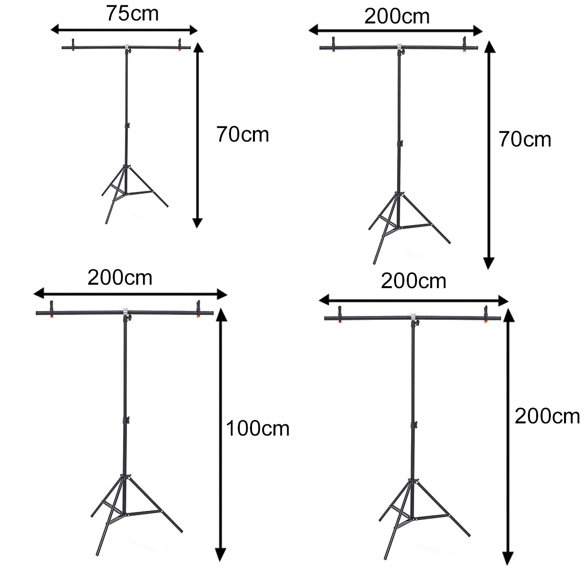 Photography Photo Backdrop Stands T-Shape Background Frame Support System Stands With Clamps for photo studio Multiple sizes