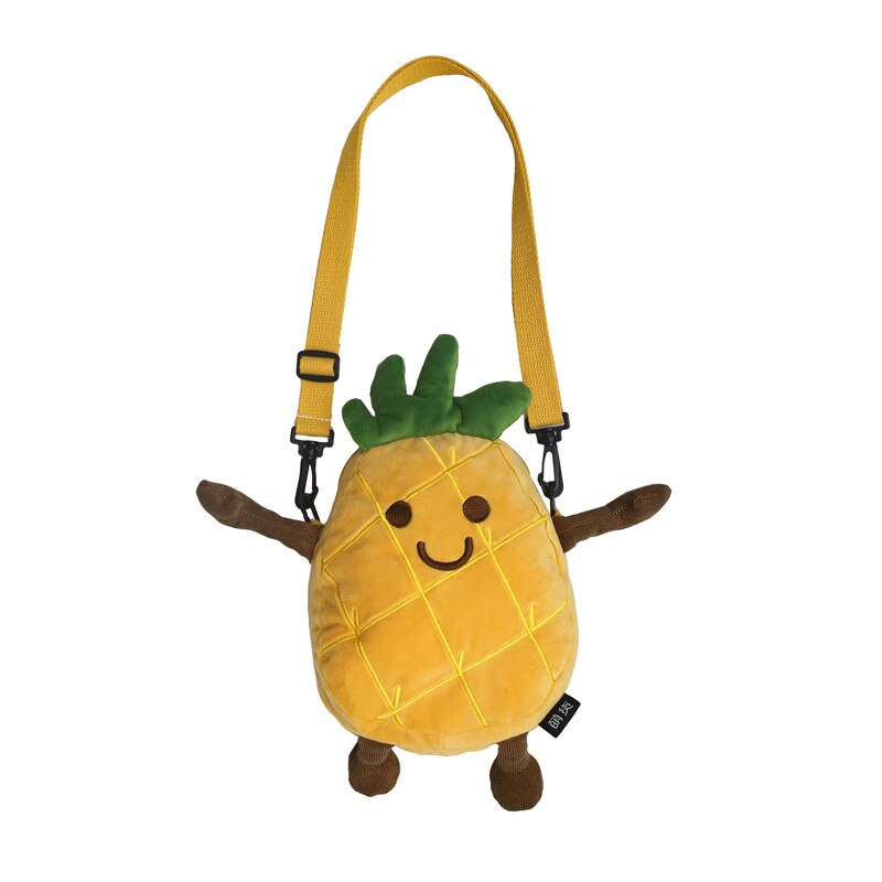 Leuke Handtas Aardbei Biscuit Ananas Avocado Pluche Dames Schoudertas Meisje Crossbody Mini Messenger Bag Flap Borst Zak: 03 Pineapple