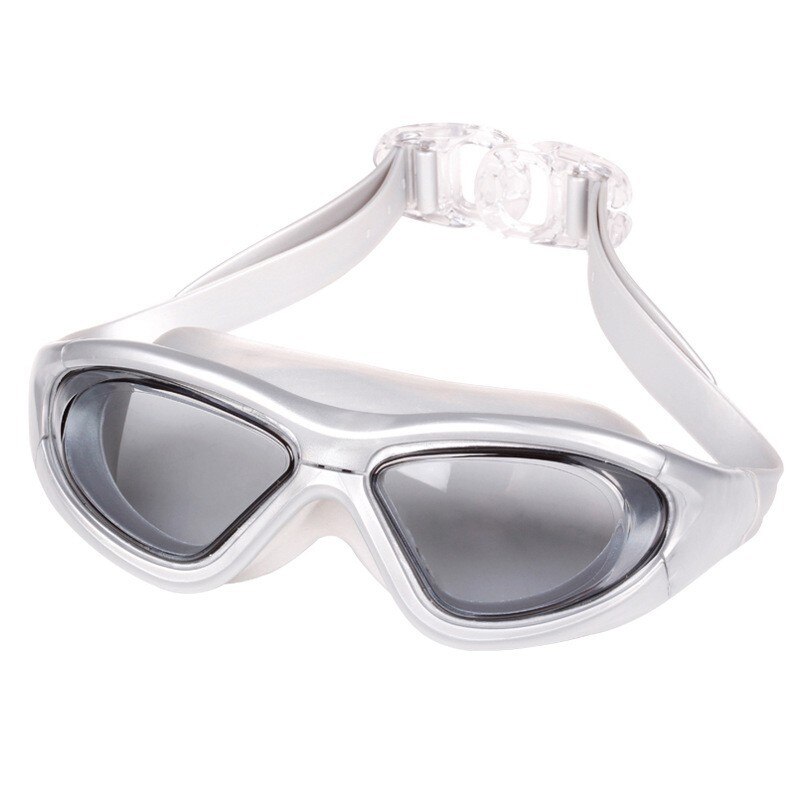 Zwembril Volwassen Anti-Fog Hd Mannen En Vrouwen Platte Zwembril Oogbescherming Zwembril Zwemmen apparatuur: transparent grey