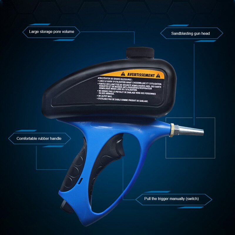 Aluminum Handheld Pneumatic Gravity Sand Blaster Gun Kit Feed Sandblasting Gun Quick Connect Media Guide Works with All Abrasive