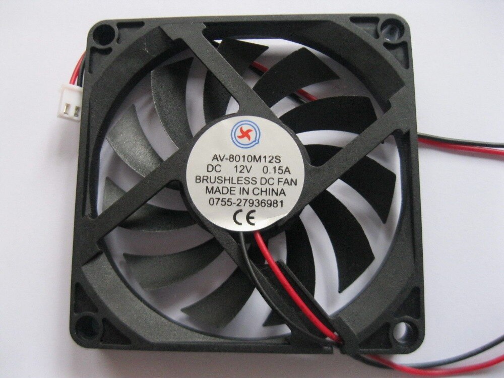 1 stks Borstelloze DC Cooling Fan 11 Blade 12 v 8010 s 80x80x10mm 2 Draden