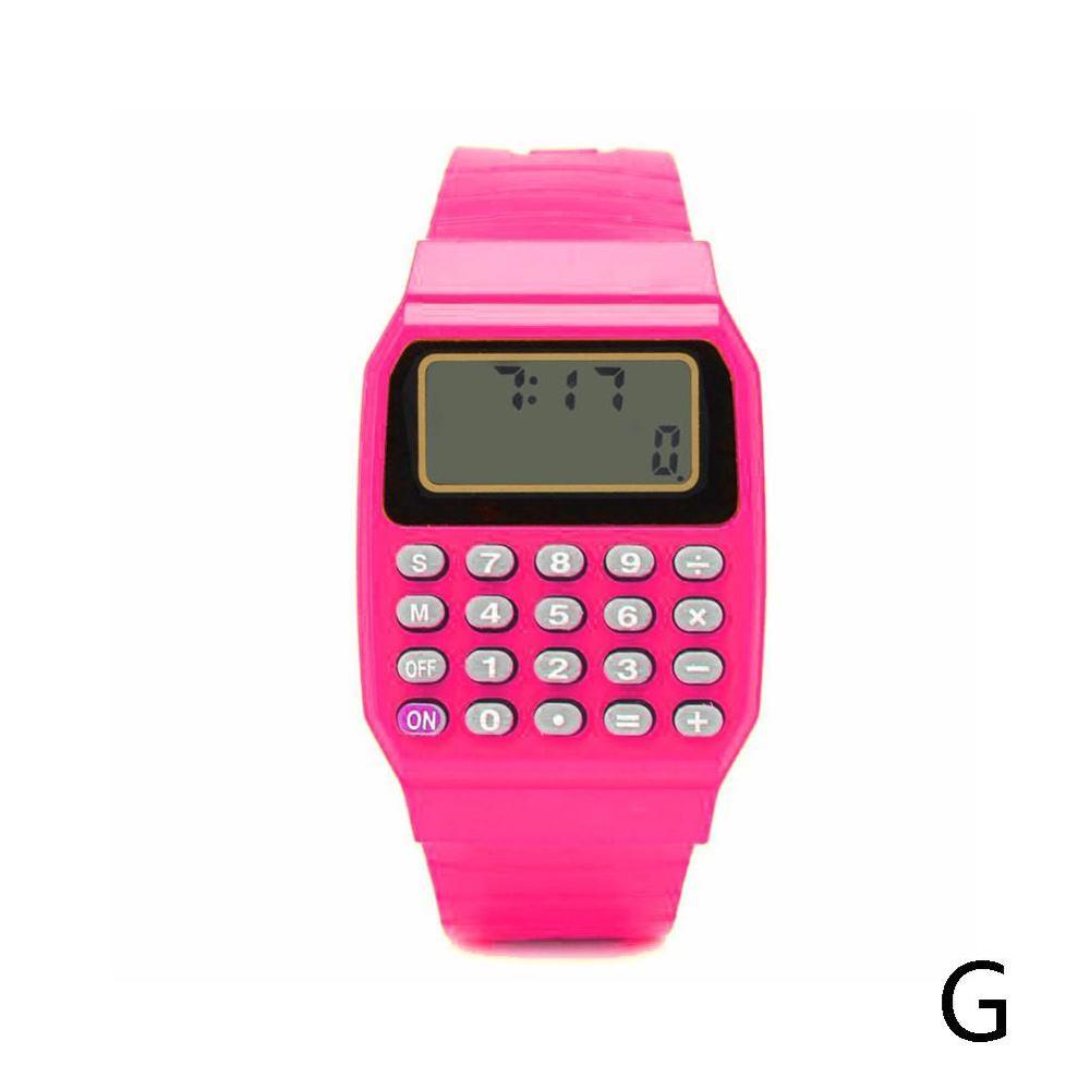Barn silikone elektronisk lommeregner dato tid multifunktions armbåndsur lommeregner ure: G