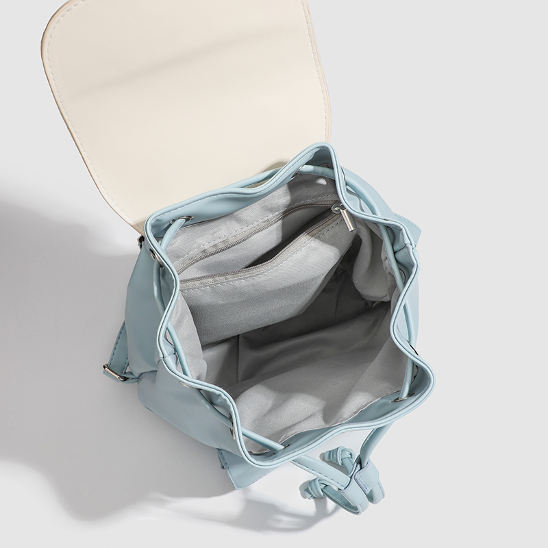 2024 Pu-Rugzak Kleine Frisse Zomer Veelzijdige Vrijetijdstas Voor Dames Met Trekkoord Bedrukte Flip-Tas