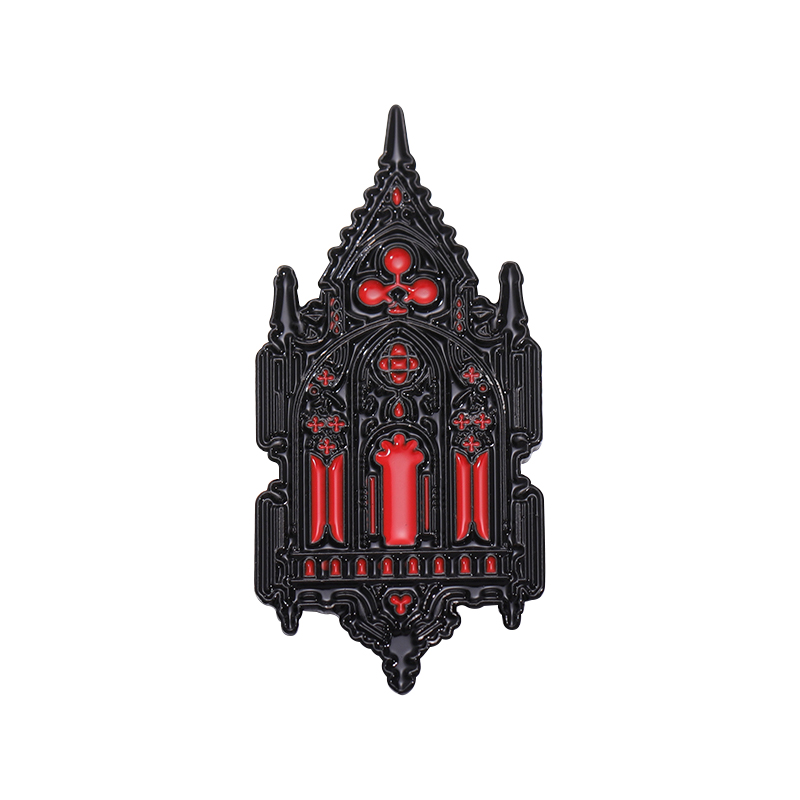 gotisch Schwarz Feuer Laterne Emaille Stift gespenstisch Halloween Brosche Revers Rucksack Abzeichen Festival Schmuck für Freunde: Gold-farbe