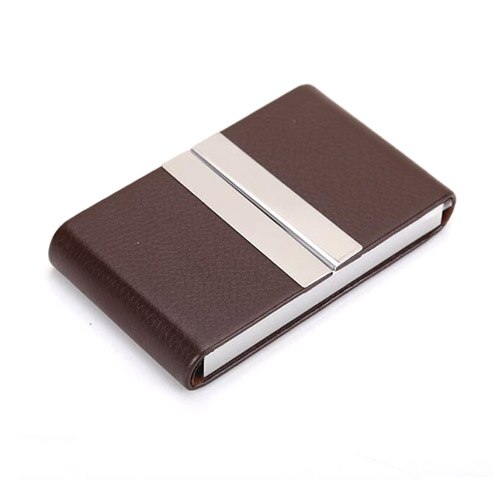 PU Leather Business Card Holder For Man Aluminum Bank Credit Card Case Protection RFID Blocking Organizer: coffee