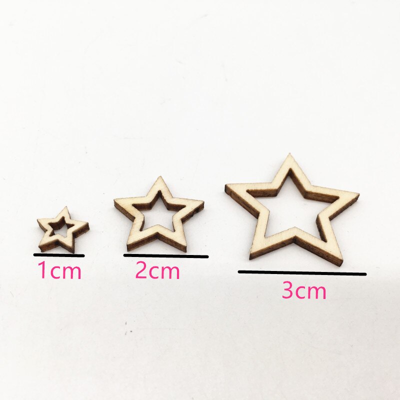 100pcs Houten Ster Gemengde Uitsparing Schijven voor Arts Scrapbooking Ornament Ambachten DIY Handwerk Decoratie Bruiloft Decor