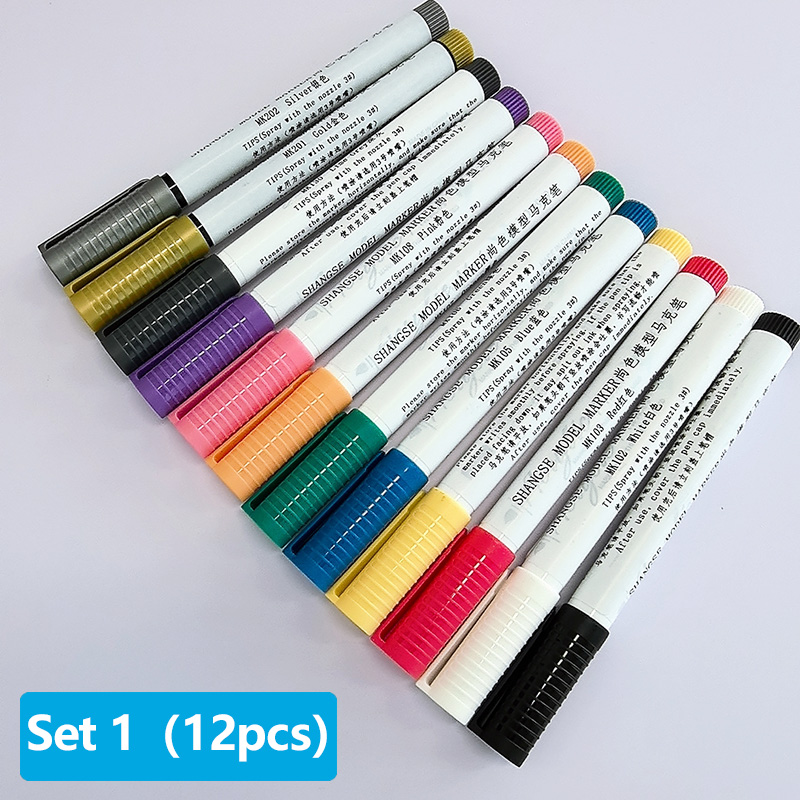 Juego de rotuladores modelo SHANGSE, herramientas de pintura a base de agua, punta de pincel suave, resistente al agua, no se decolora para colorear modelos, grafiti, Hobby: plum