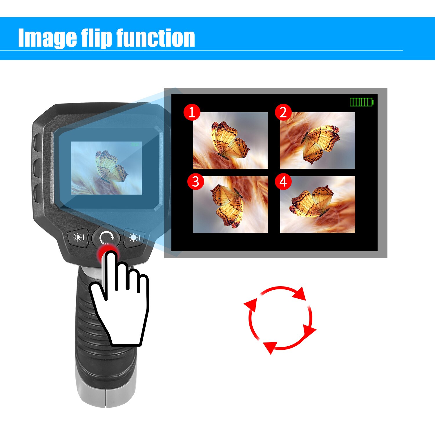 Boroscopio endoscopio Industrial LCD de 2,4 pulgadas con Sensor CMOS, cámara de boroscopio, imagen, función Flip, cámara con tubo Flexible de 3,3 pies