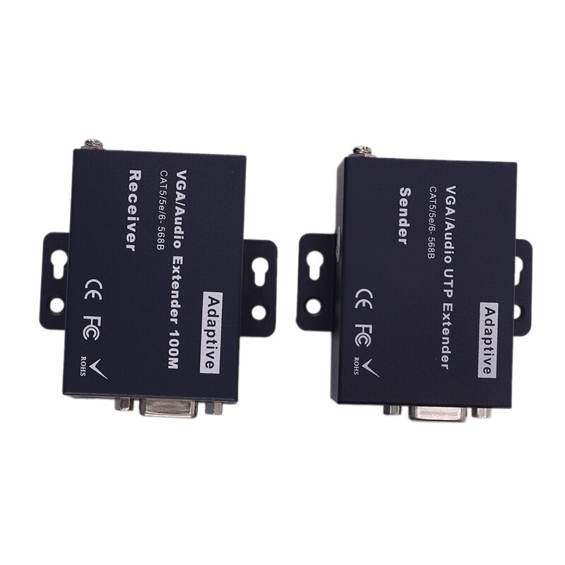 330Ft VGA + 1080P Stereo o + USB Signal KVM Extender over Cat5 Cat5E Cat6 RJ45 Cable No Delay Loss VGA Transmitter(EU Plug): Default Title