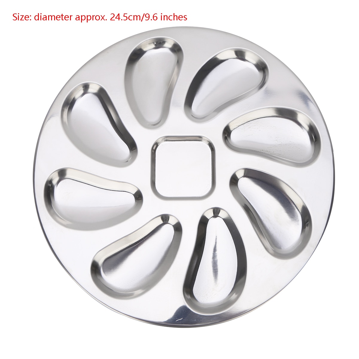 Oyster Shell Shaped Plate 8 Slots Stainless Steel Oyster Serving Grilling Plate Pan for Oysters Sauce Lemons Seafood Food Tray