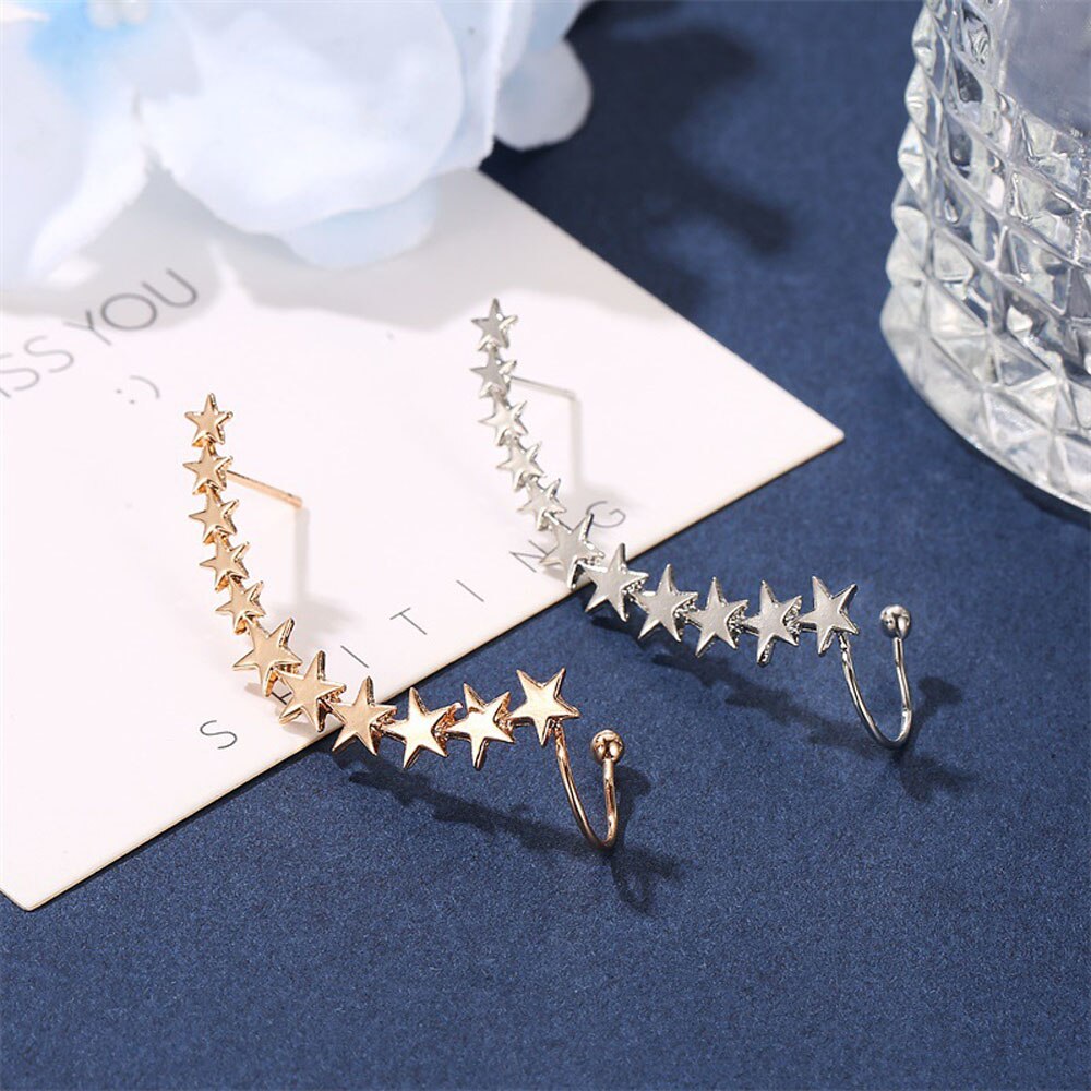 Mode Gouden Kleur Ster Vorm Lange Oor Manchetten Bohemian Clip Op Oor Manchet Voor Vrouwen Earring Clips Sieraden