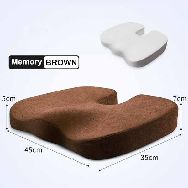 Purenlatex 45*35*7 U-vorm Trage Rebound Zachte Memory Foam Bank Bureaustoel Heupen Kussen Zitkussen pad Lumbale Stuitbeen Beschermen: Brown Memory