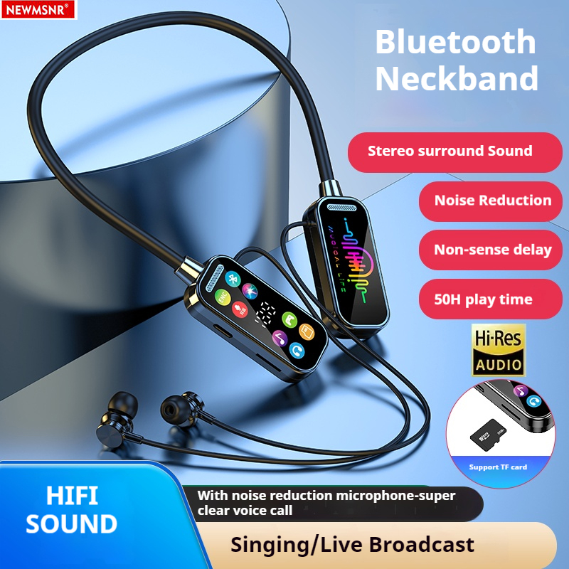 50H Play Time Bluetooth Earphones LED Display HiFi Sound Earbuds Wireless Headphones Sports Gamer Neckband Neck-hanging Headsets