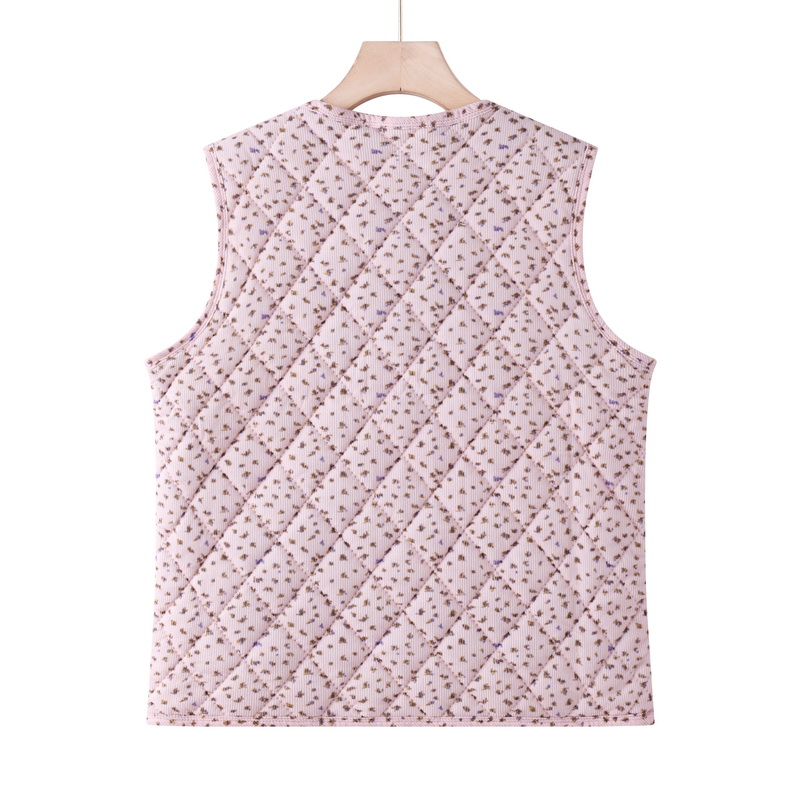 Frauen Blumen- Herbst Winter Weste Plus Größe Weste Landschaft Stil Gedruckt Spitzen Ältere frauen lässig Ärmellose Jacke