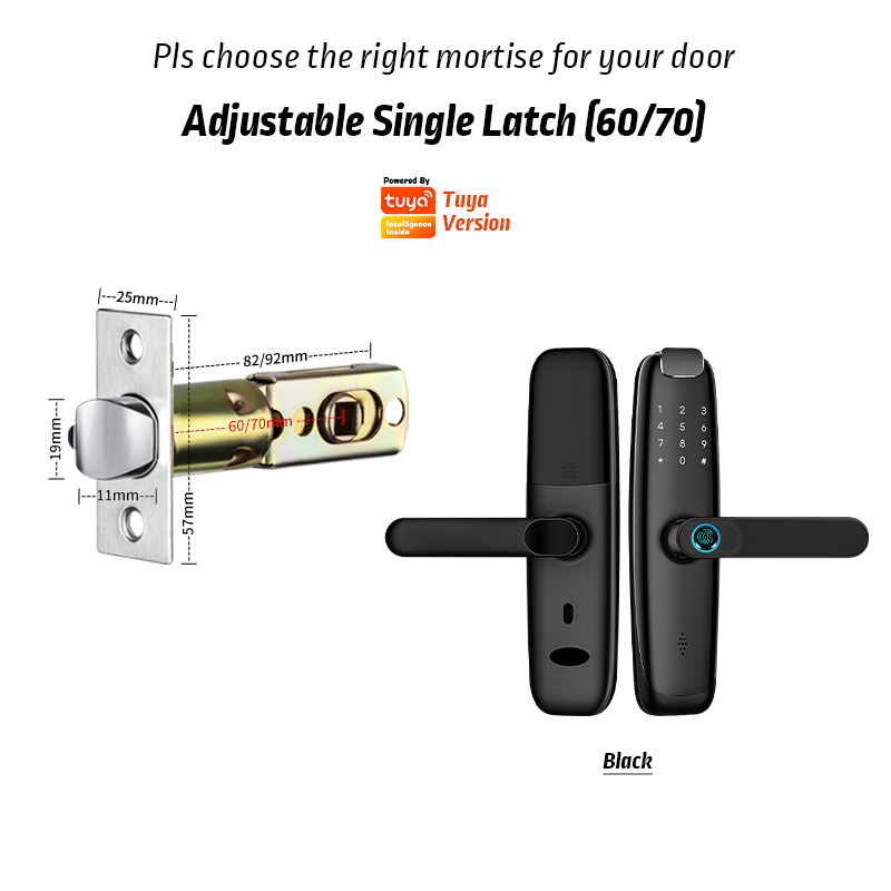 YRHAND H2 Tuya wif fingerprinti fechadura eletronica сейф password cerradura inteligente smart door lock: H2Ty-B6070Adjustable