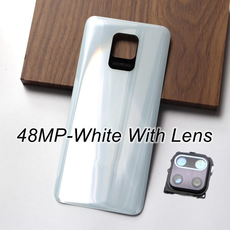 Back Glass Cover for Xiaomi Redmi Note 9 Pro 9S Battery Cover Rear Housing Door Glass Panel Case for Redmi Note 9S Battery Cover: 48MP-White With Lens