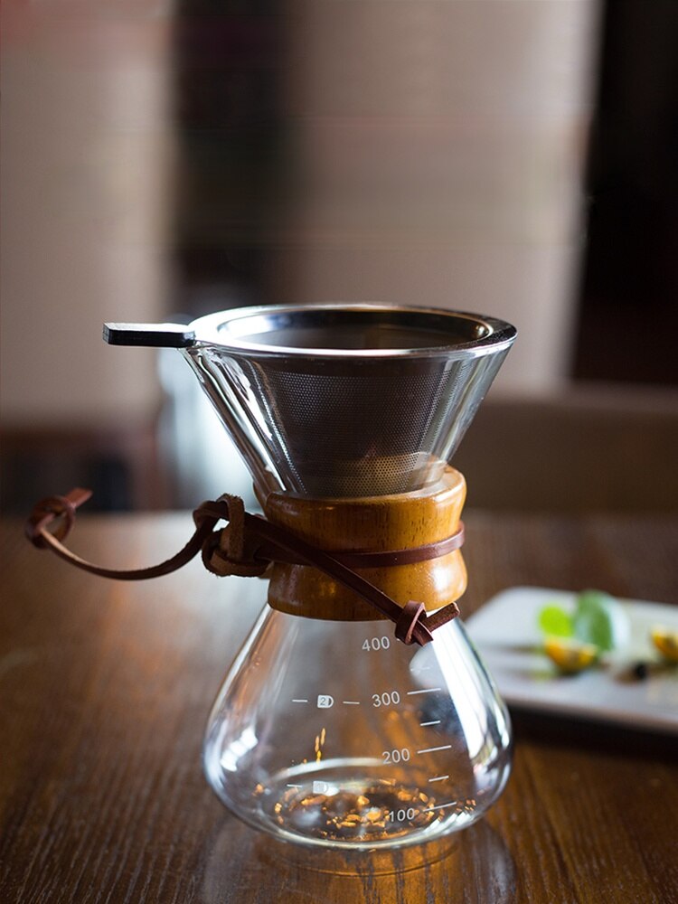 400ML/600ML Handmade Coffee Pot Coffee Maker Coffee Pot Espresso Coffee Machine with Stainless Steel V60 Filter Pot