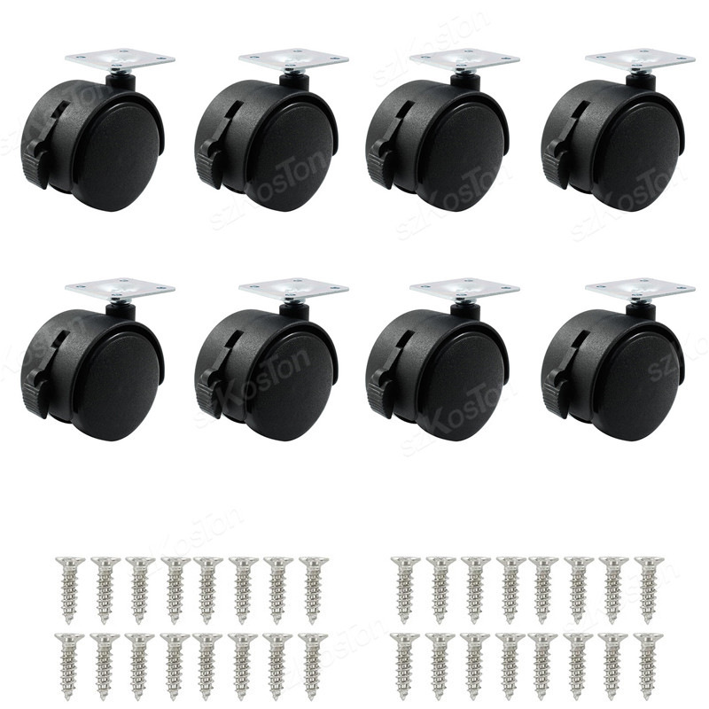 4Pcs Furniture Caster Wheel Table Plate with Brake 1.5/2inch Swivel Castor Wheel Replacement Trolley Cart DIY Shelf Roller Black: 3 inch / Yellow