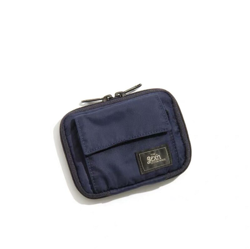 Japanske mænds nylon pung lynlås korte punge ungdoms mini punge unisex håndtaske: Mørkeblå