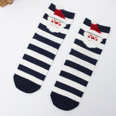 Chaussettes de noël, 1 paire, pour enfants, filles et garçons, chaussettes de noël, automne, éponge rayée, flocon de neige, élan, ours noël: 6