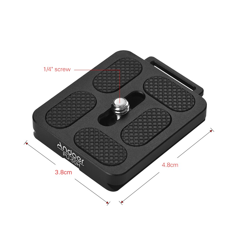 Andoer PU-50H fixation rapide plaque QR avec boucle de fixation trépied rotule pour Arca Swiss camera accessoires pince de fixation rapide