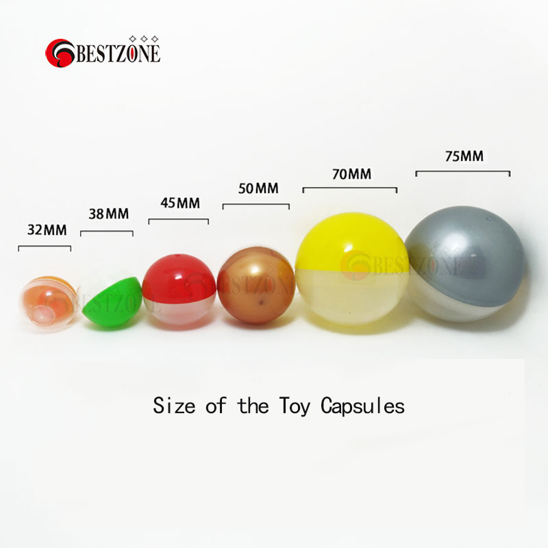 100Pcs/Lot 70MM Diameter Plastic PP Toy Capsules Round Ball Mixed Colors Colorful For Vending Machine Empty Container Shell