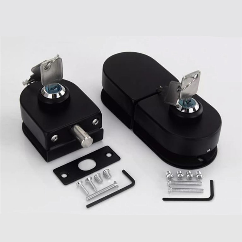 Black Non-perforated Glass Lock Single/double Glass Door Lock Stainless Steel Bathroom Door Lock Home Hardware Door Accessories