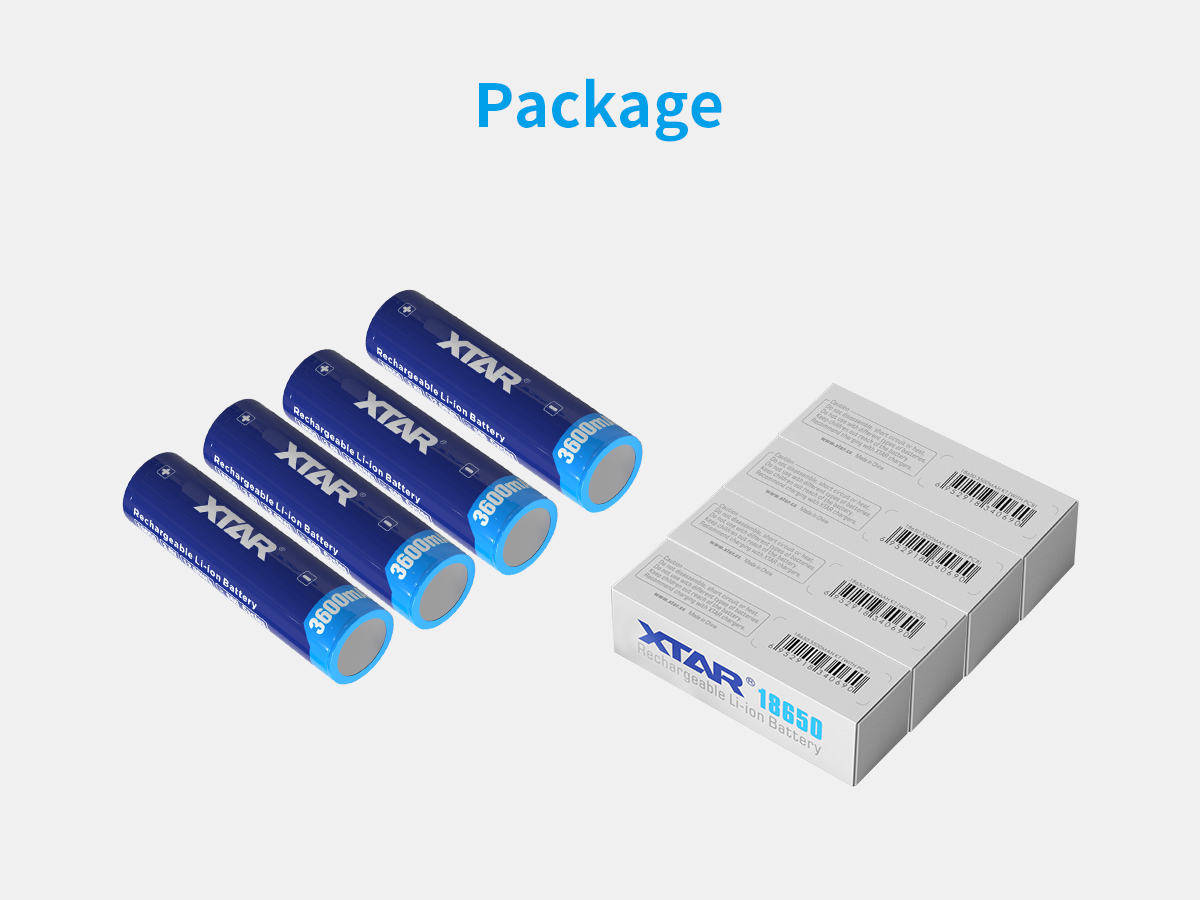 XTAR 18650 Rechargeable Battery 3.6V Batteries 3600mAh Large Capacity 10A Li-ion Battery For Flashlight Torch headlamp Battery: GRAY