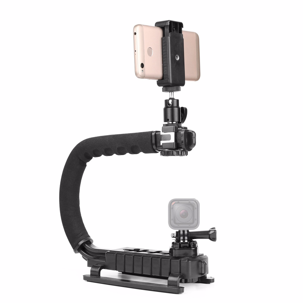 Pro Camera Stabilizer Triple Shoe Mount Video Holder Video Grip Flash Bracket Mount Adapter For Gopro Nikon DSLR SLR iPhone X 8