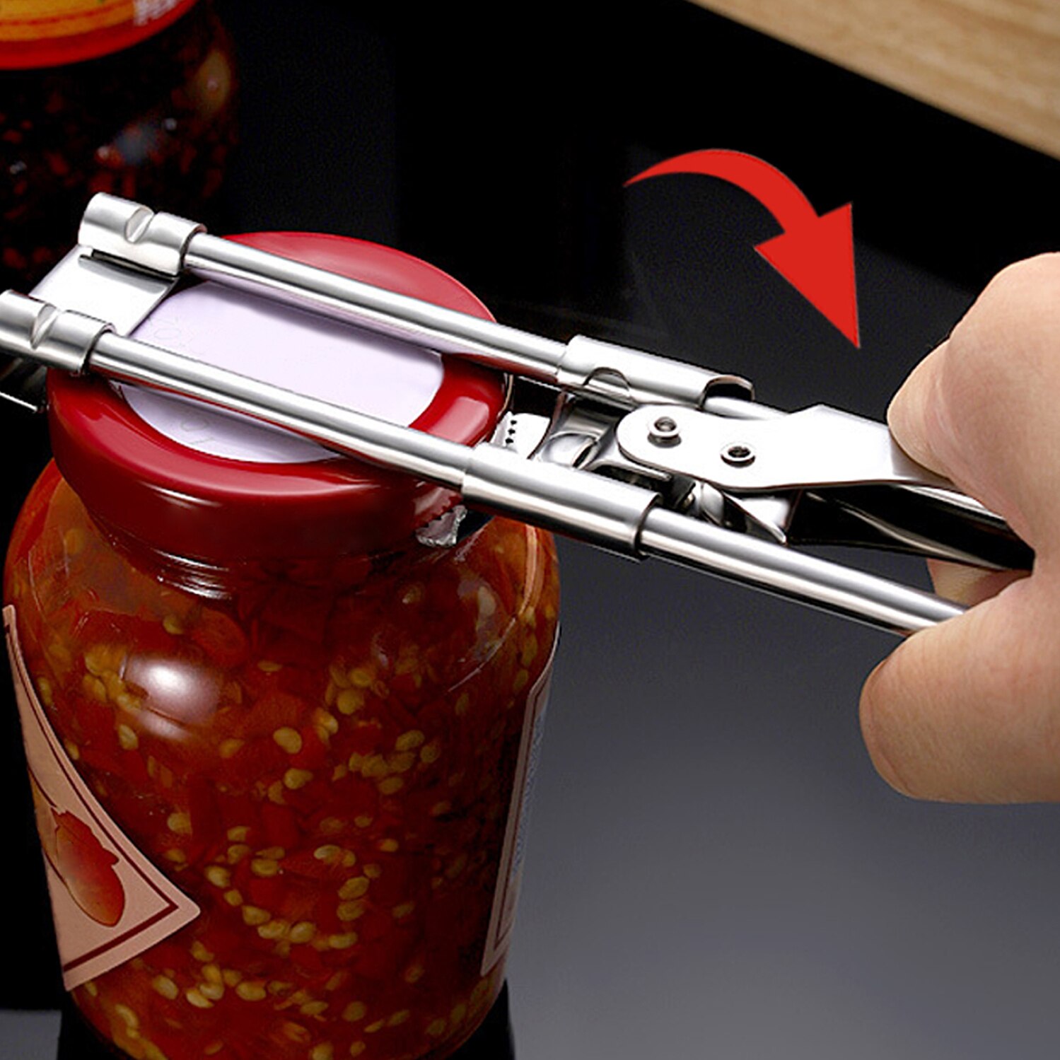 2Pcs Roestvrij Staal Grijper Kan Opener Verstelbare Handleiding Pot Deksel Opener Voor Zwakke Handen Senioren Keuken Accessoires