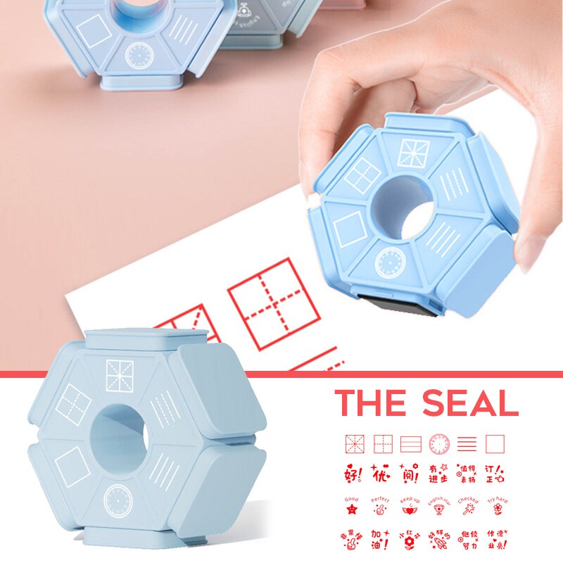 1pcs Seal Six-sided Teacher Seal Award Badge Special for Kids Children QJY99