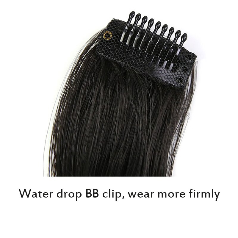 Lvhan grampo de cabelo sintético parte do meio franja preto em linha reta cabelo pedaço de fibra de alta temperatura peruca franja clipe na extensão do cabelo