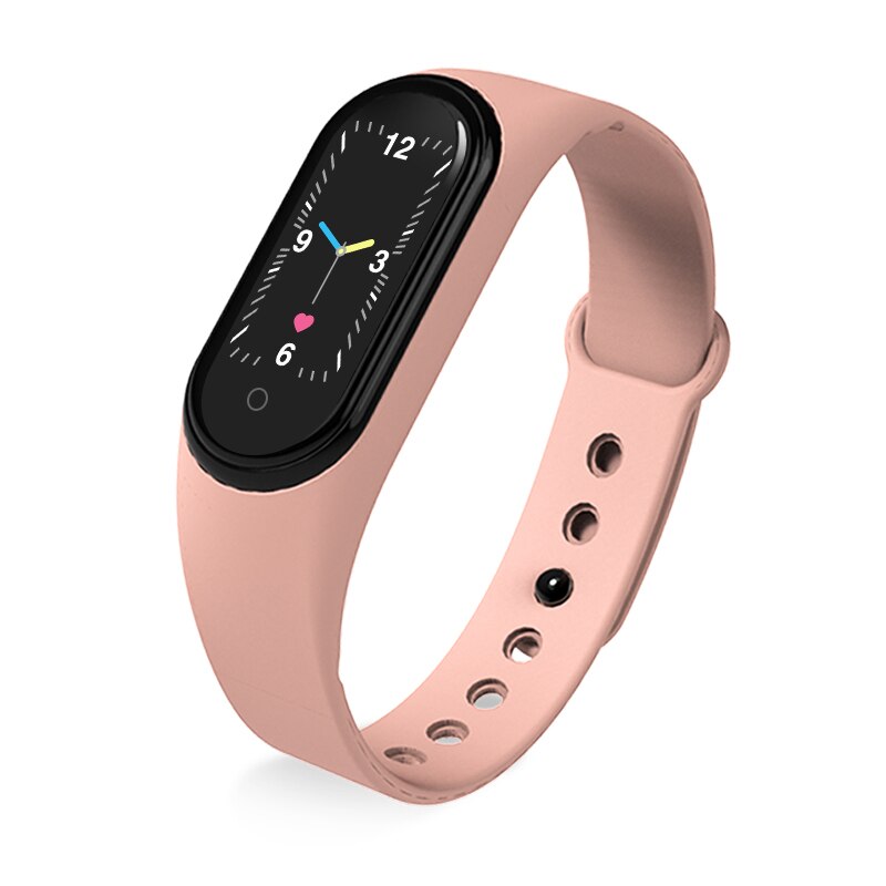 M4 Upgrade version Körper Thermometer Armband M4 Pro Messung Gesundheit Smart Band M5 Bluetooth Anruf/Musik Fitness Tracker Uhr: M5 Pink