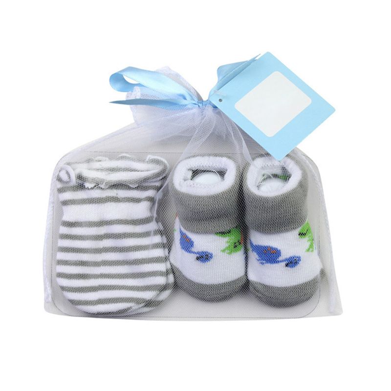 Ensemble chaussettes pour bébés + gants anti-rayures pour bébés garçons de 0 à 6 mois, pour -nés