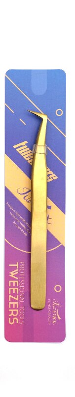 FUNMIX Stainless Steel Tweezers 3D/6D Volume False Eyelash Extension Tweezers Anti-static Eyebrow Fan Lash Tweezers Watch Tools: Golden 7 glyph