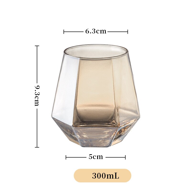 Hexagon Wine Glass Tumbler Mug Latte Coffee Fruit Juice Whiskey Cups Drinking Bar Club RR2180: C