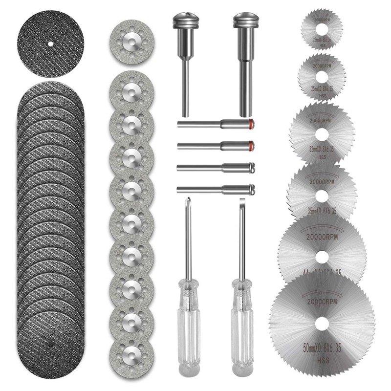 Absf 36Pcs Cutting Wheel Set Voor Rotary Tool, Hss Circulaire Zaagbladen 6 Stuks, hars Slijpschijven 20Pcs Diamond Snijden Wielen 10P