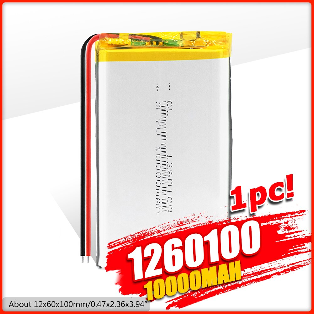3.7V 10000Mah Lipo Li-Po Lithium Batterij 1260100 Met Pcb Li-Polymeer Batterij Vervanging Voor Tablet dvd Medische Apparaat: 1 x Battery