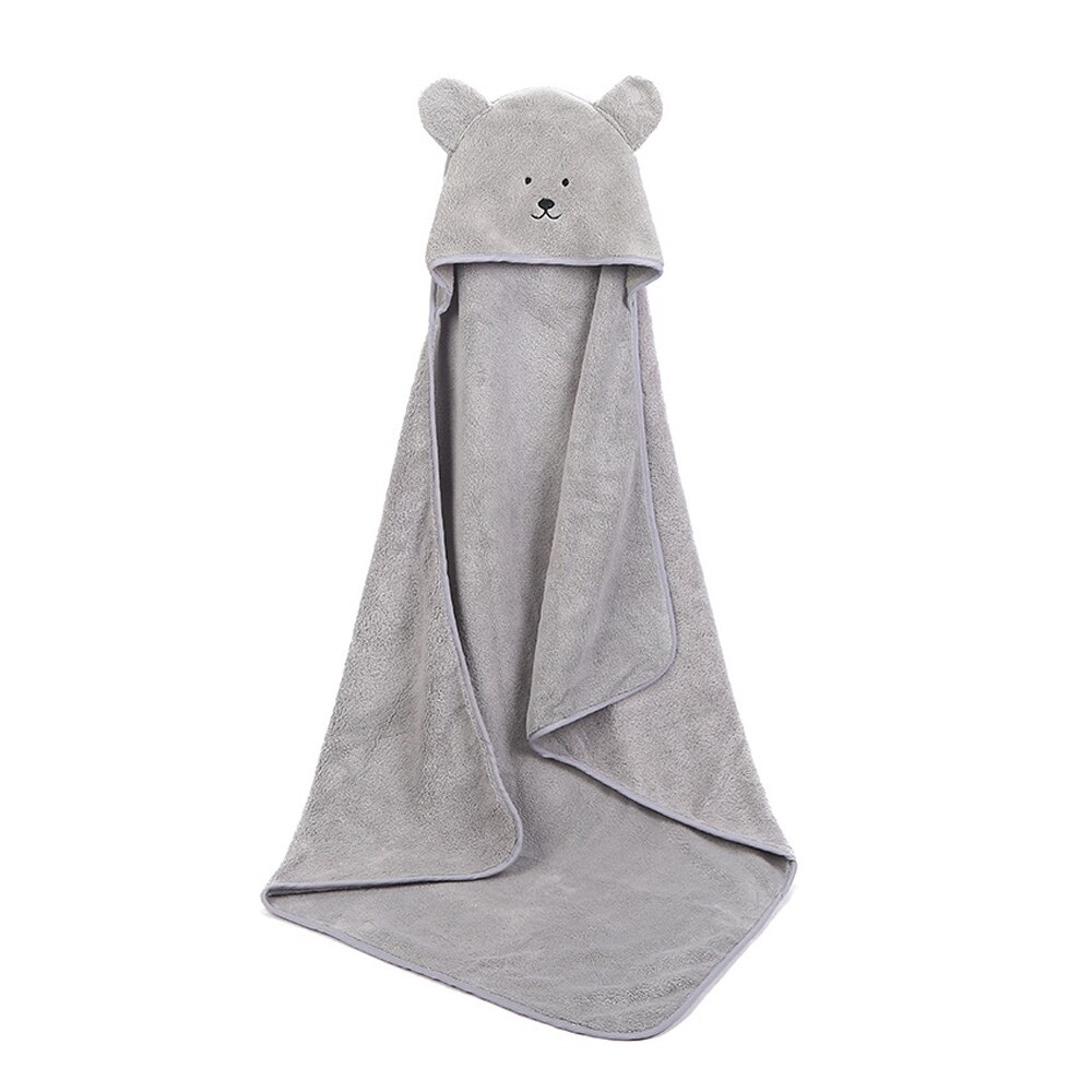 baby poncho badehåndkle fløyel 90*90cm fleece hette baby håndklær teppe nyfødt baby hette håndkle baby babyer vinter: Grå