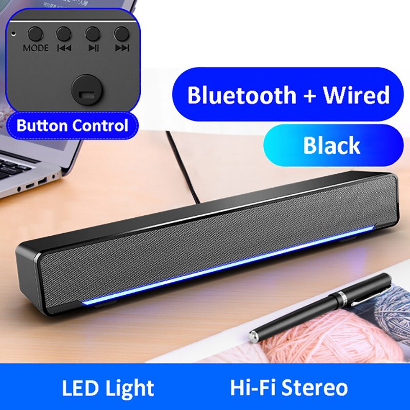 Soundbar TV LED Altavoces Bluetooth Speakers Home Theatre System Subwoofer Barra De Sonido Para tv Caixa De Som Amplificada Sono: Black Bluetooth