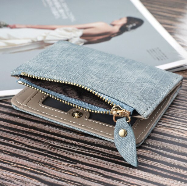 Jeans Stijl Portemonnee Kat Geborduurde Canvas Patroon Grote Capaciteit Gesp Houdt Mobiele Telefoon Pocket Decoratieve Vrouwen Tas