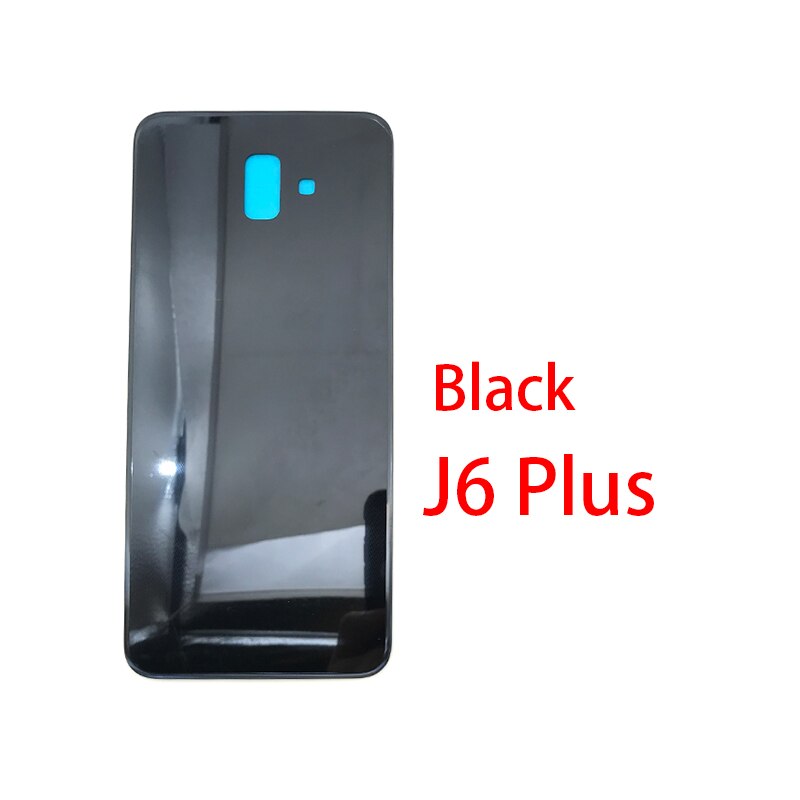 Achterkant van glas voor de samsung galaxy  j4 j6 plus  j415 j610 j610f batterijklepbehuizing batterij achterkant: J6 plus zwart