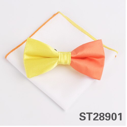 Solid Bowtie and Pocket Square Set Patchwork Bow Tie Suits Hanky Sets For Men Adult Ties Handkerchiefs Towels Scarves: ST28901
